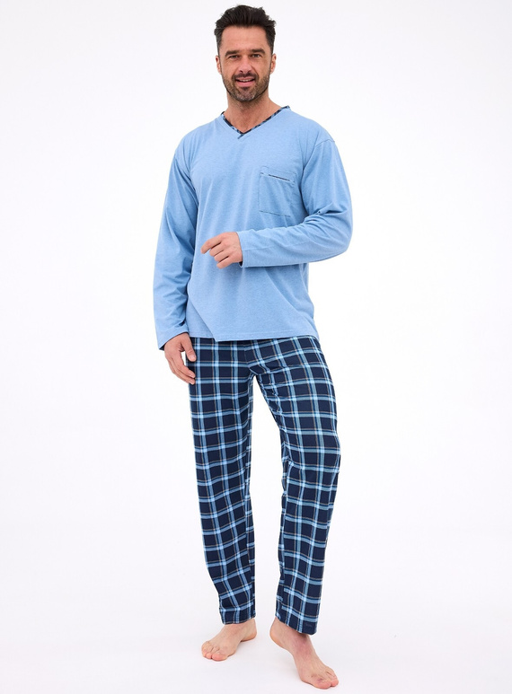 Pijama de hombre 122/304 Richard Cornette azul - algodón, manga larga