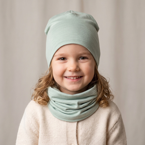 229120 Nicol Gorro Merino 100% lana infantil de doble capa - verde