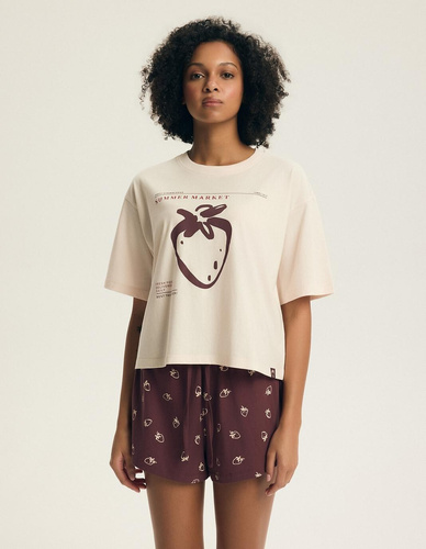 Pijama mujer Henderson Evika 44474 – algodón, fresas, shorts