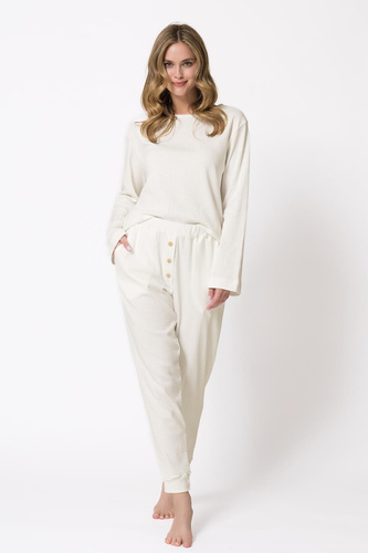 Pijama de mujer Berenika 1795 Leveza crema 100% algodón larga