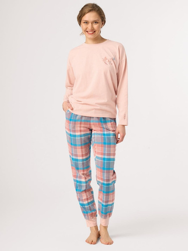 Pijama de mujer Key LNS 436 melocotón – de algodón, larga, de franela