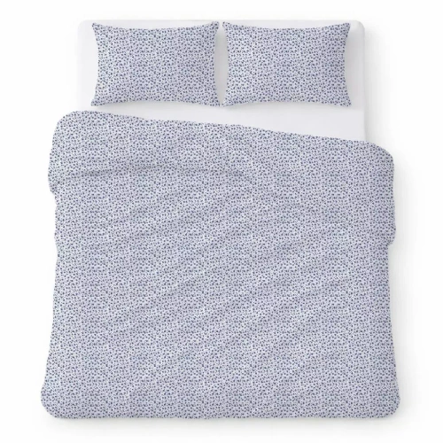 Juego de ropa de cama algodón crepé transpirable fácil cuidado white with navy blue flowers