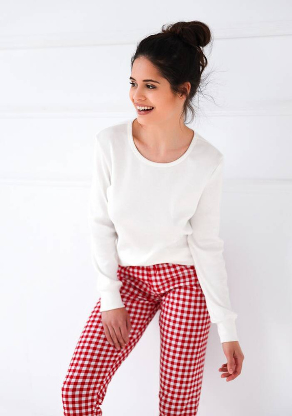 Pijama Sensis Perfect Ladies - crema y rojo