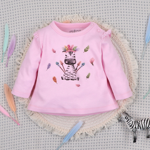 ABN-5541 Blusa para bebé Nini Happy Animals de algodón orgánico - costura sin níquel, ecológica, producción polaca