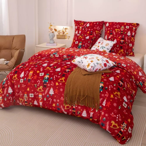 Feliz Navidad acogedora ropa de cama de oso de peluche rojo Spod Igły i Nitki- 210gsm microfibra de felpa