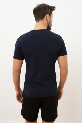 Camiseta de hombre Ikar, cuello alto Moda Italiana - azul marino
