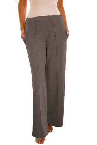 Flint - pantalones de algodón de las mujeres, corte holgado, 95% algodón 5% elastano | marca polaca Mirale - gris