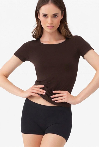 Gatta T-Shirt 2K 608 camiseta sin costuras de microfibra para mujer manga corta color dark choco