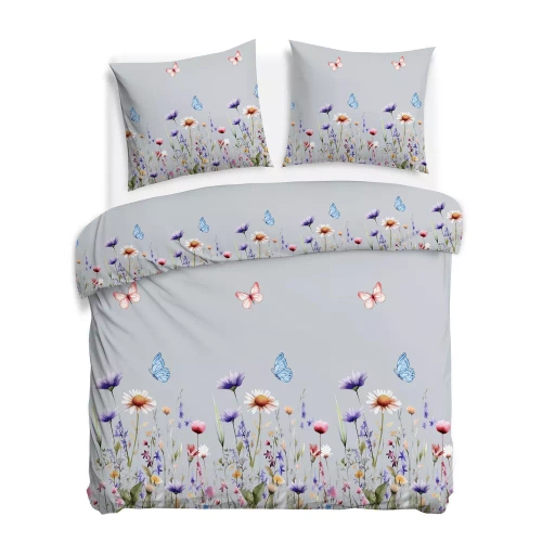 31512/2 Juego de cama Flannelove Darymex gris colorido floral, 100% algodón, cálido y suave