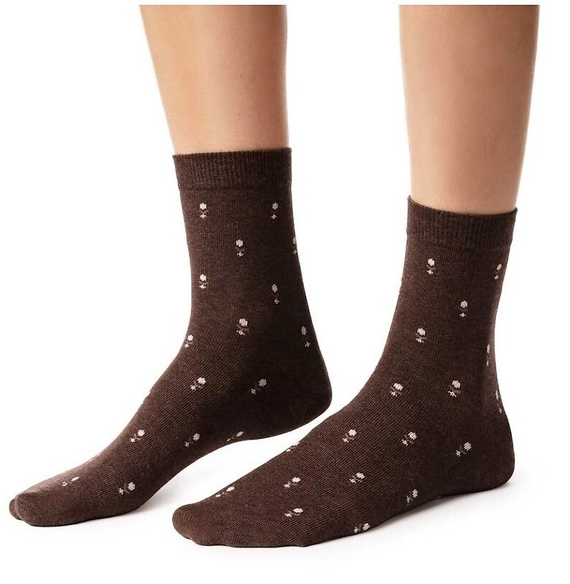 Calcetines de mujer Steven art.099 de algodón con diseños coloridos y costura plana - 126 marrón