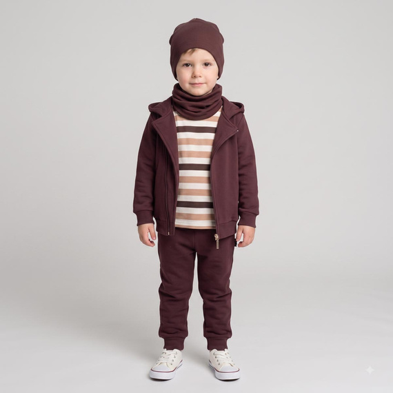 227276 Nicol BENEK Sudadera infantil con capucha para niño marrón oscuro con cremallera