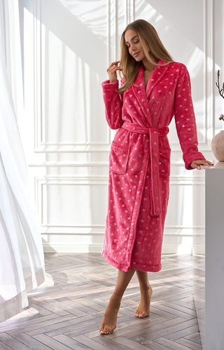 2552 Cora Bata larga de mujer L&L frambuesa - elegancia y comodidad en uno