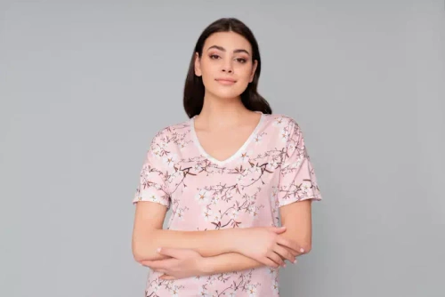Alwa camisón manga corta Moda Italiana - estampado rosa