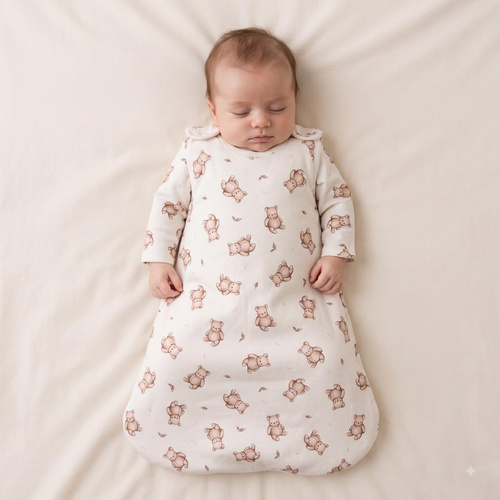 227043 Nicol BENEK Saco de dormir para bebé 1,5 TOG algodón crema con ositos