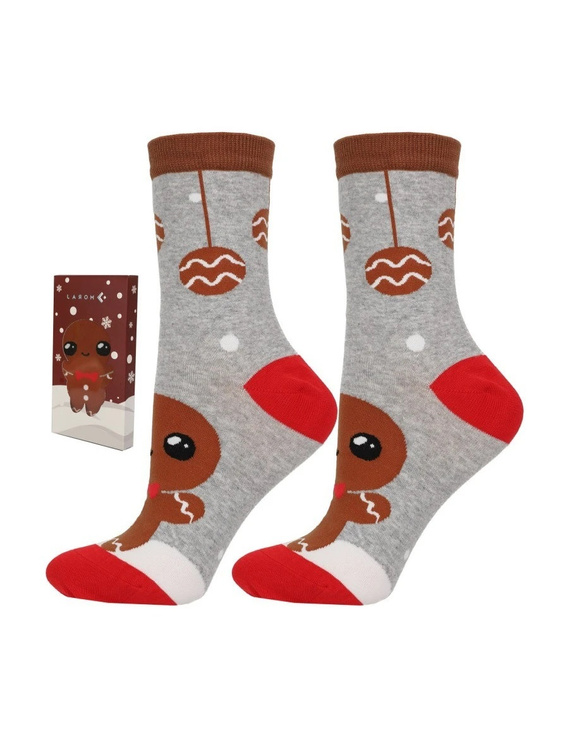 Calcetines de mujer Moraj CSLS250-042 de algodón navideños con galleta en caja