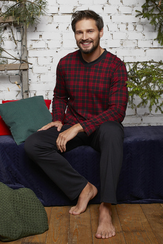 Pijama y pantalón de manga larga Elijah Hombre Moda Italiana - estampado/negro