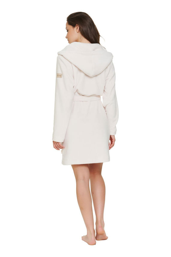 Bata de mujer Doctor Nap 7181 Milk Soft con capucha, bolsillos y cinturón - milk