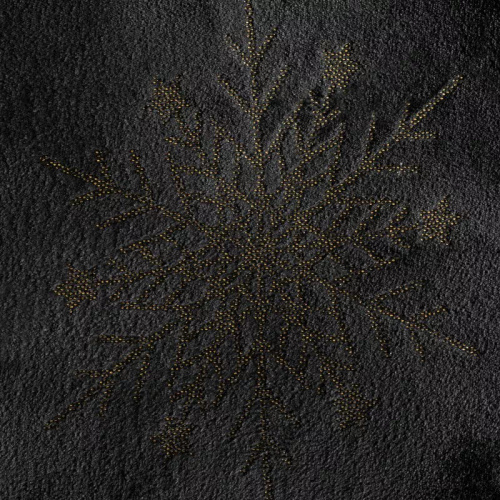 Eurofirany Manta de Navidad copos de nieve oro negro - colcha de microfibra suave, 240 g/m²