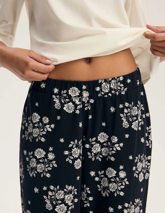 Henderson Greta 45423 Pijama de mujer 100% algodón Manga 3/4 Encaje crema