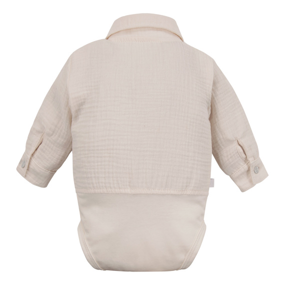 Ceremonia muselina camisa cuerpo con cuello para niño Eevi elegante- beige