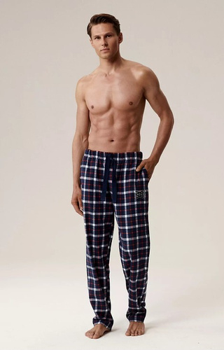NMB -045 Atlantic azul marino - pantalón de pijama de hombre de franela escocesa