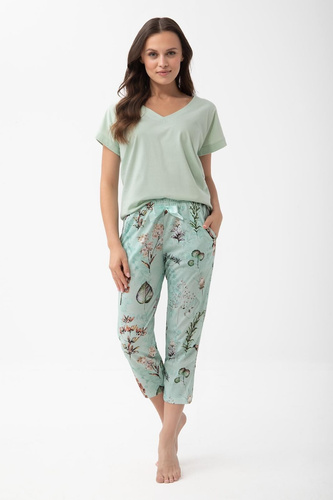 1306 Luna Pijama mujer algodón 7/8 con bolsillos y pantalón floral
