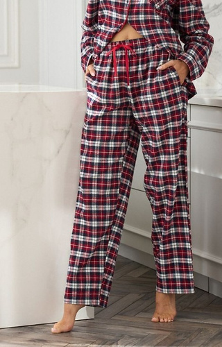 2477 Roxy L&L - pantalón de pijama de franela a cuadros para mujer, 100% algodón