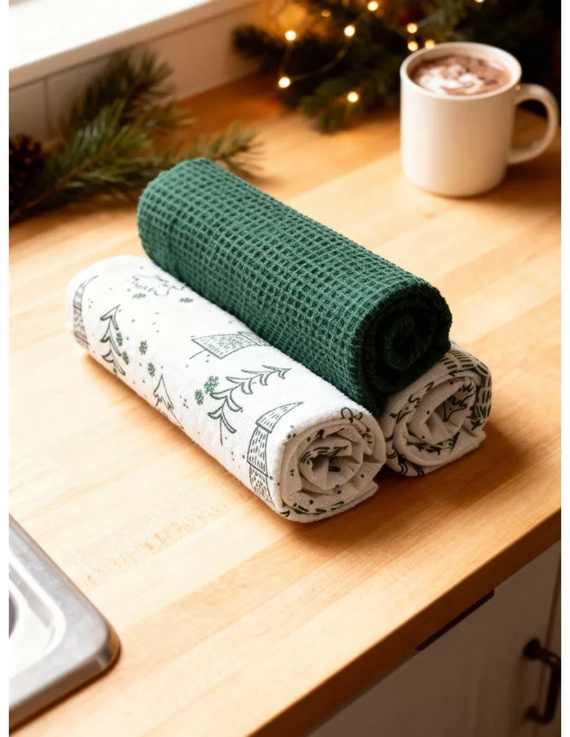 Moraj MRT1500-018 paños de cocina navideños verdes 3 unidades algodón
