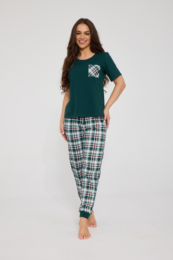 Cornette Scarlett 730/483 Pijama de Mujer Verde 100% Algodón a Cuadros