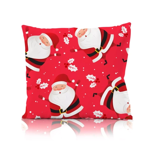Holly Jolly Faro Navidad funda de almohada decorativa - microfibra, rojo con Santa Claus alegre