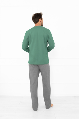 Julius Italian Fashion pijama de hombre salvia - algodón, camisa con botones
