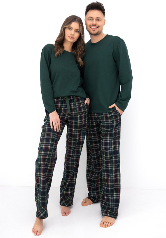 Sensis Logan pijama hombre 100% algodón pantalón verde a cuadros