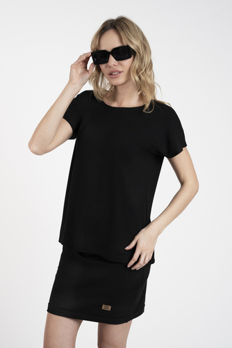 Ksenia Blusa de manga corta Moda Italiana - negro