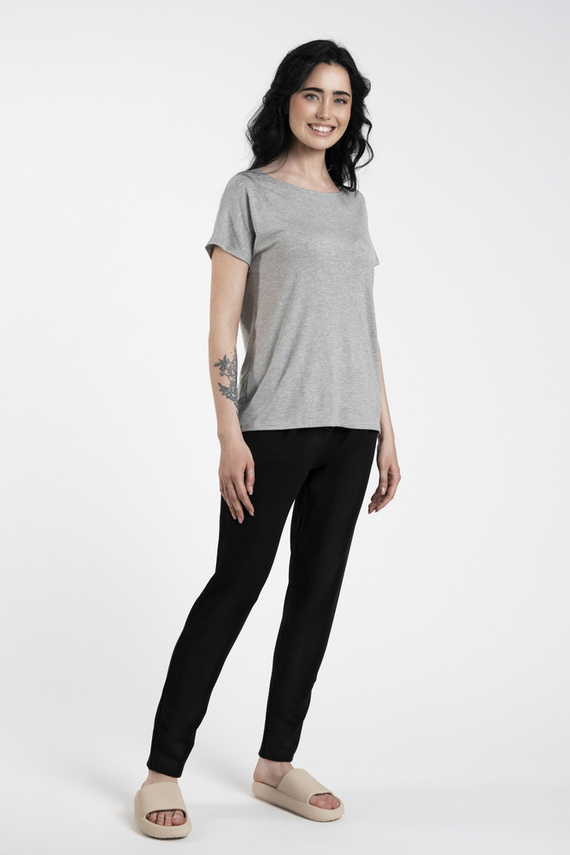 Ksenia Blusa con mangas cortas Moda Italiana - gris