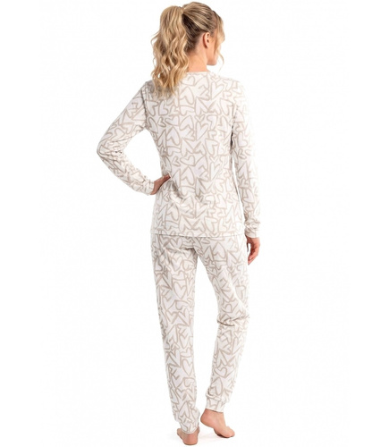 Donna Adore Long Ecru pijama de mujer de algodón con corazones manga larga