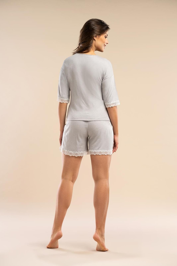 La Promesa MK 36 Mujer Belle Reverie plata pantalones cortos de manga 3/4 de lino viscosa