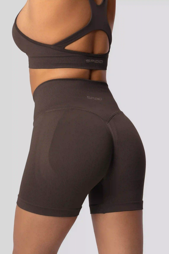 Spaio PUSH-UP PRO shorts moldeadores sin costuras tiro alto fitness chocolate