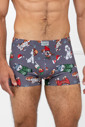 Husky Calzoncillos bóxer para hombre Italian Fashion gris - algodón, elastano, estampado navideño
