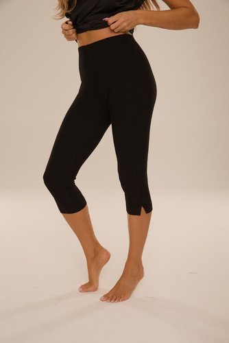 De Lafense Sienna 084 pantalones de mujer 3/4 de viscosa acanalada - negros