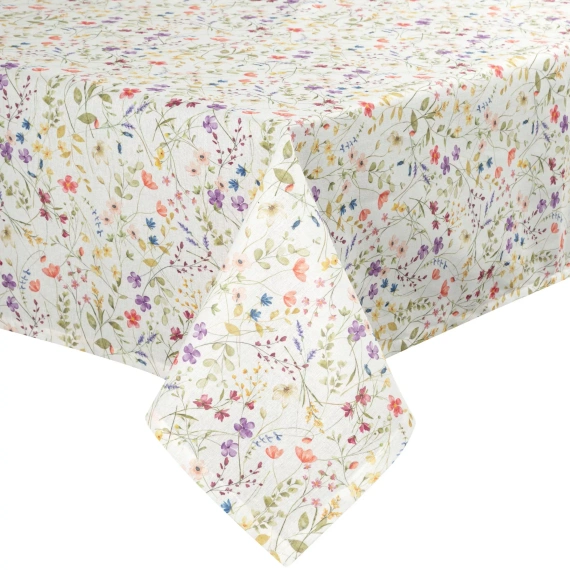 Mantel ANNA Eurofirany antimanchas blanco-lila flores