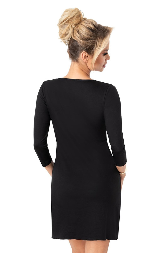 Camisón Donna Margo negro - viscosa, encaje, manga 3/4, largo antes de la rodilla