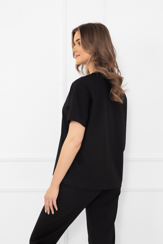 Klara - blusa de manga corta para mujer | Italian Fashion negro