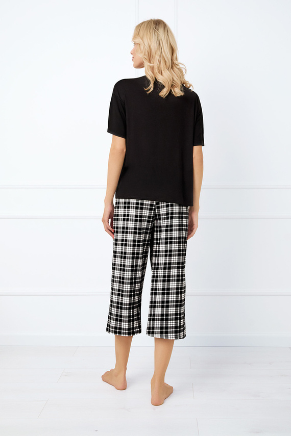 Klara Pijama señora manga corta, 7/8 pantalón Moda Italiana - negro/estampado