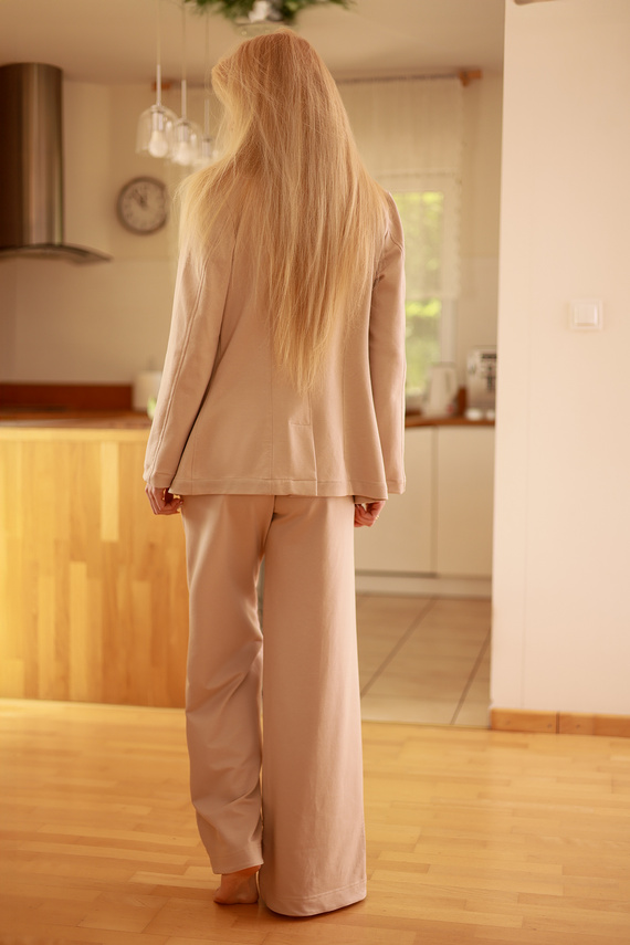 Emi - elegante chaqueta de las mujeres, 95% algodón 5% elastano | marca polaca Mirale - beige