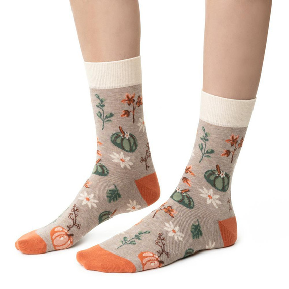 Calcetines de mujer Steven Planet Earth art.017 beige melange 045- algodón, estampados, comodidad