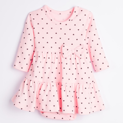 Vestido-body Nicol Tosia 225160 100% algodón rosa con corazones y volantes