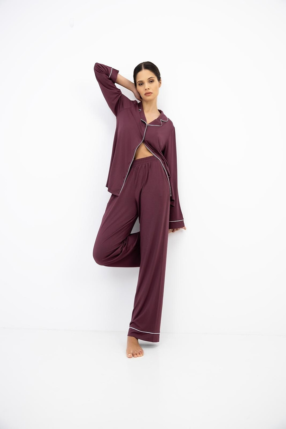 Sensis Vaya Pijama de Mujer 100% Viscosa Azul Marino con Flores y Botones