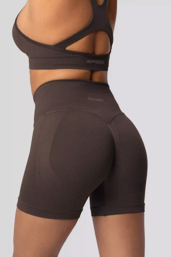 Spaio PUSH-UP PRO shorts moldeadores sin costuras tiro alto fitness chocolate