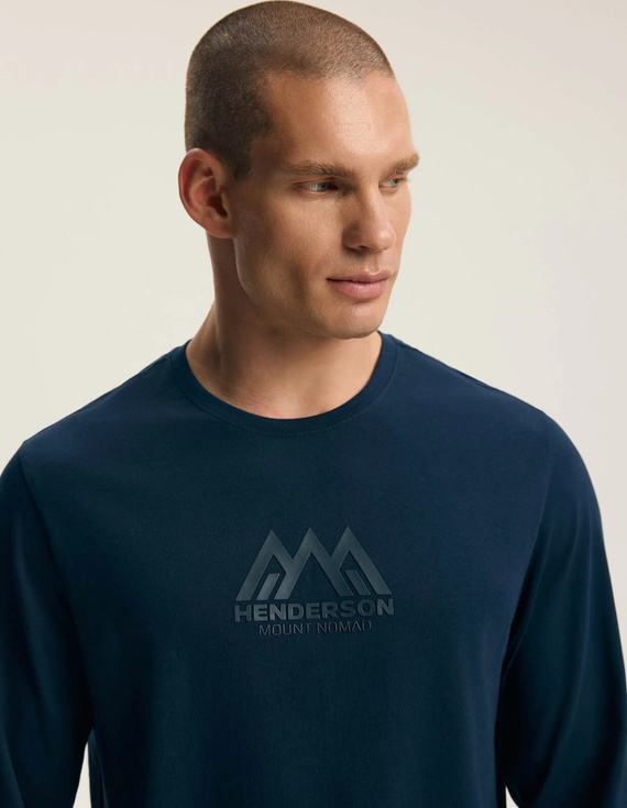 Henderson Fin 45499 Pijama larga para hombre 100% algodón con estampado steel blue