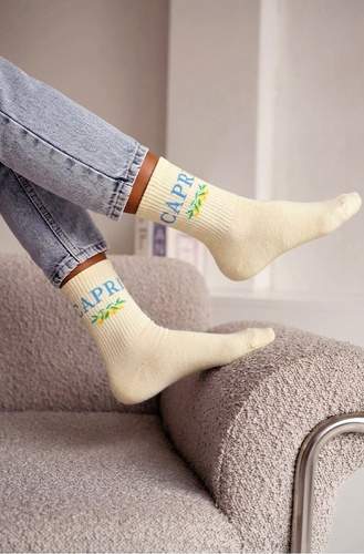 Calcetines mujer algodón Milena 0200-239 Capri– canalé cómodos diario ecru